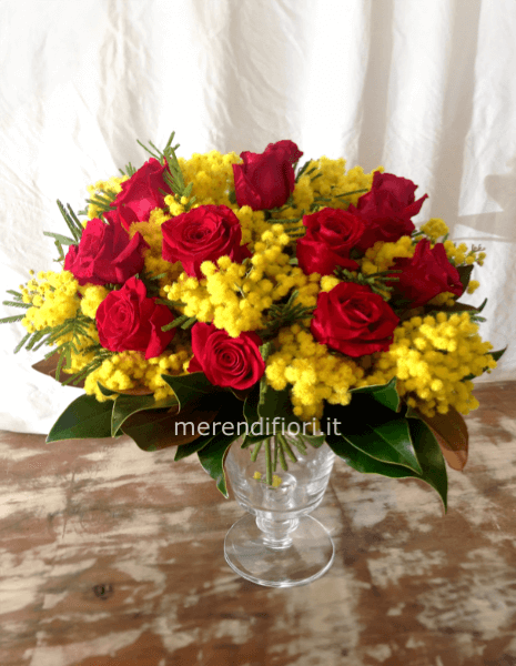 Mimosa e rose rosse xxl